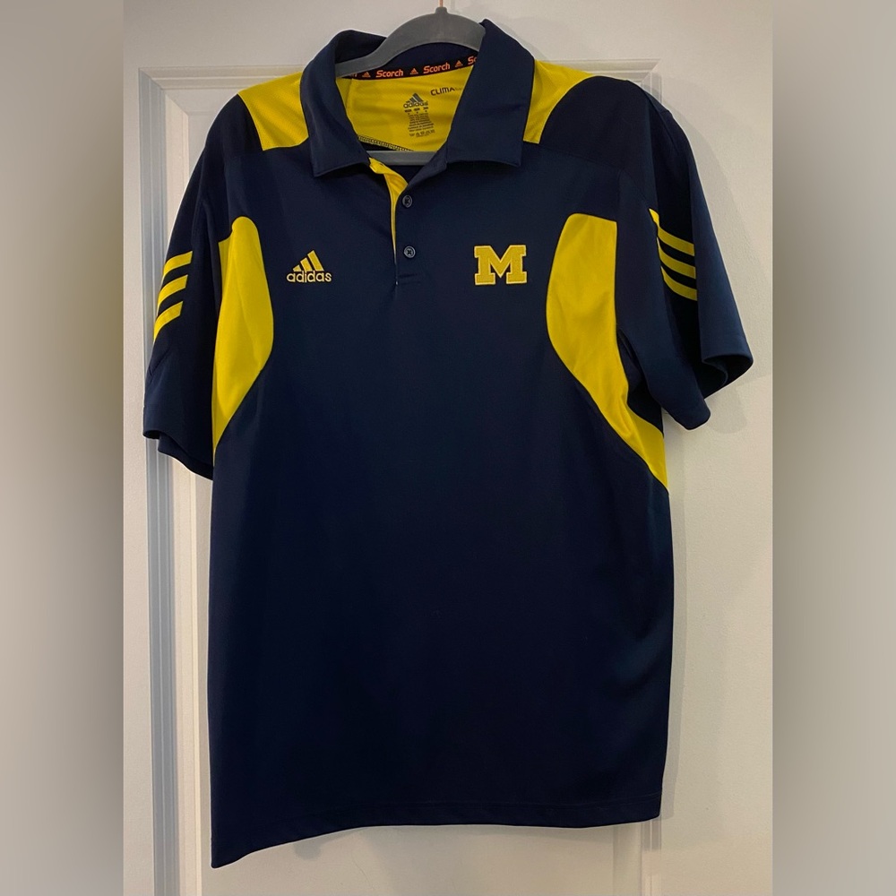 Adidas Michigan Athletic Polo - Maize & Blue - Climalite Scorch - Like New -Sz M